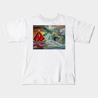 Sailing by a tropical island relaxing with no cares in world . Kids T-Shirt